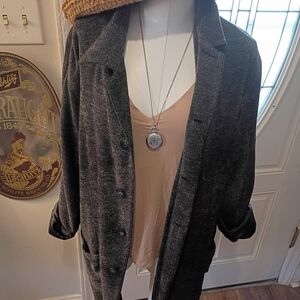 ITALIAN MESSORI LADIES SZ XL HIP LENGTH WOOL BLEND SOFT BUTTON SWEATER JACKET